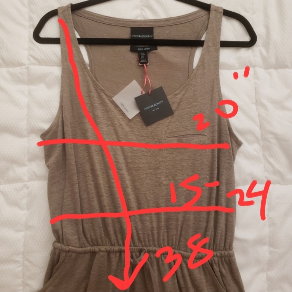 CYNTHIA ROWLEY Racerback drawstring Linen dress - Picture 6 of 6